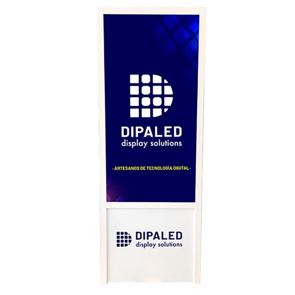 DIPALED TOTEM COLOR BLANCO INTERIOR ESCAPARATE EXTERIOR FABRICACIÓN ESPAÑA frente SIN PEANA